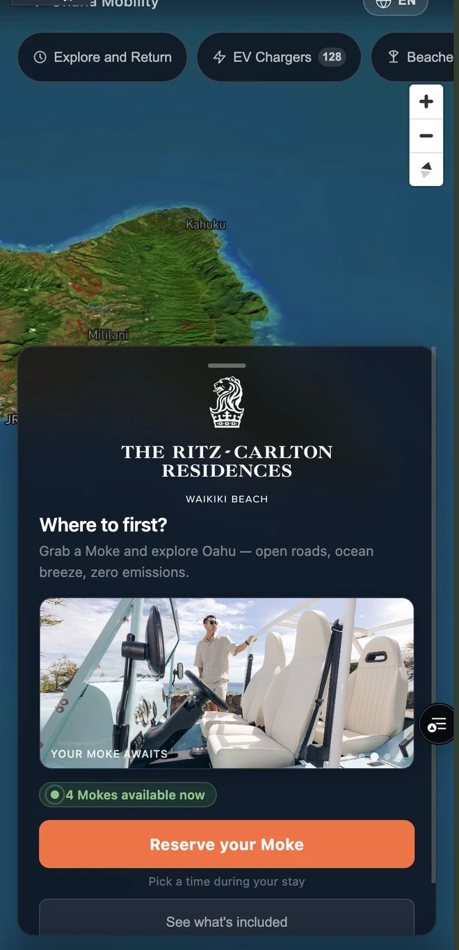 Property-branded guest booking screen on a phone